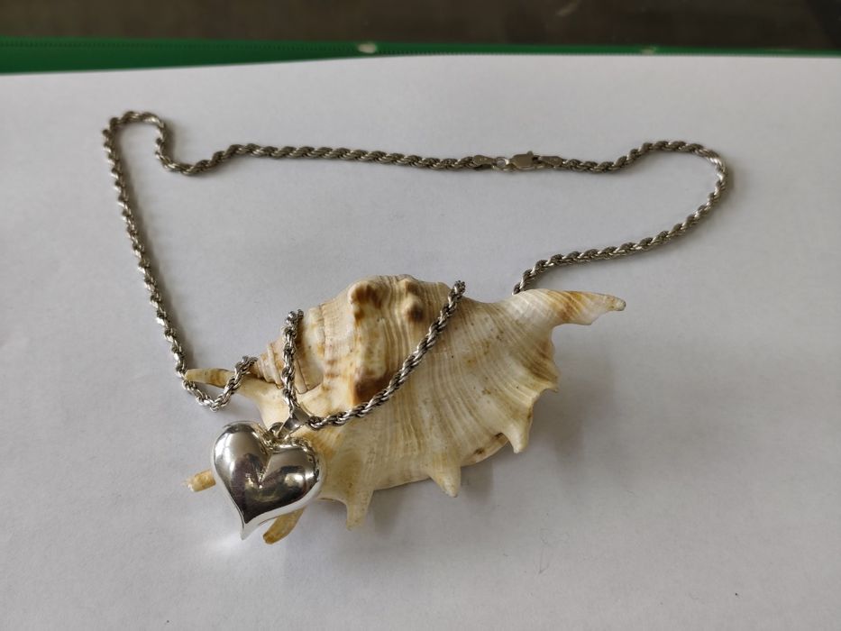 Сребърно колие с медальон сърце 925