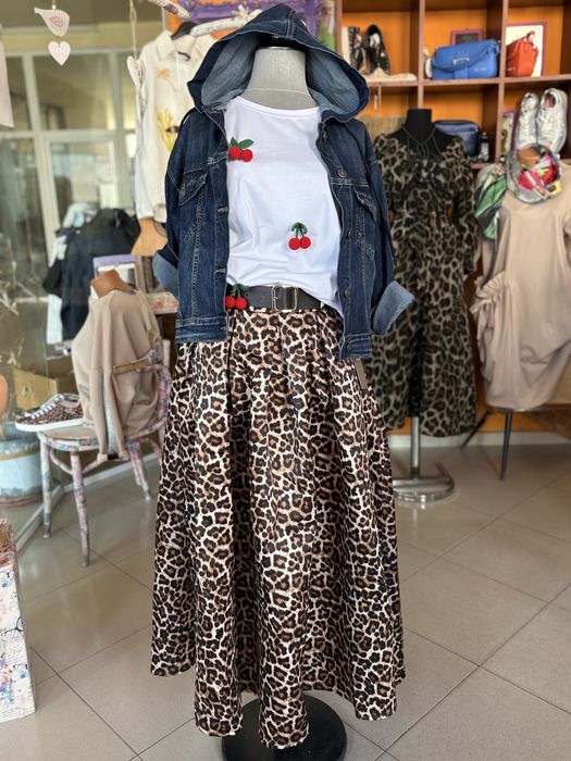 Дълга пола леопард с джобове