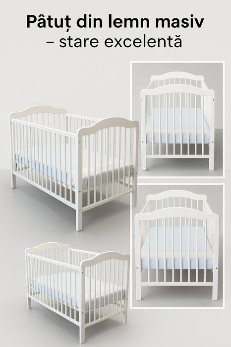 Pătuț bebeluși din lemn masiv – stare excelentă