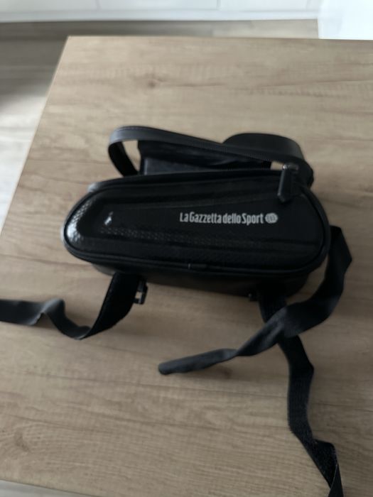 Geanta bicicleta cadru top tube La Gazzetta dello Sport cu husa telefon aproape noua