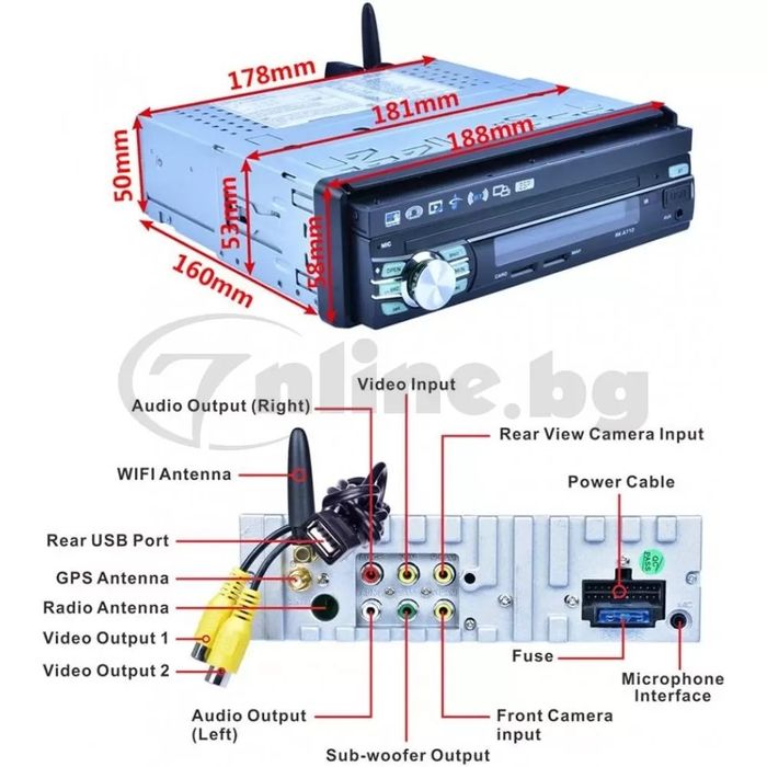 1 дин универсална мултимедия навигация android windows андроид 1 DIN