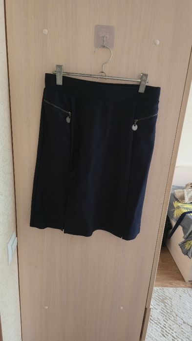 Юбка школьная прямая синяя