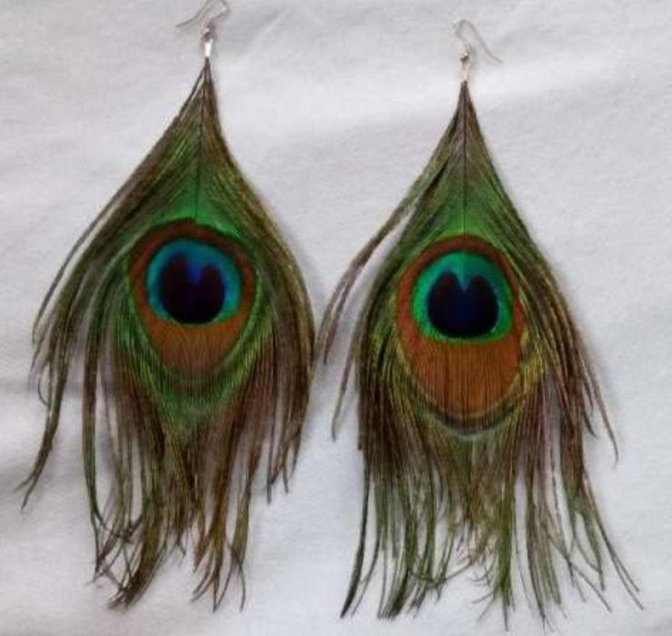 Обеци със античен ефект-Паунови обеци-Капковиден сет-8е-20е