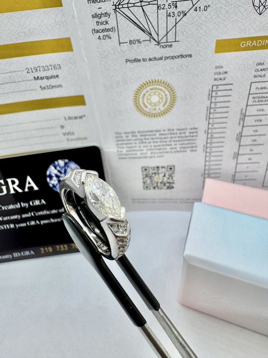 Сребърен пръстен с мойсанит (Диамант) 1 карат