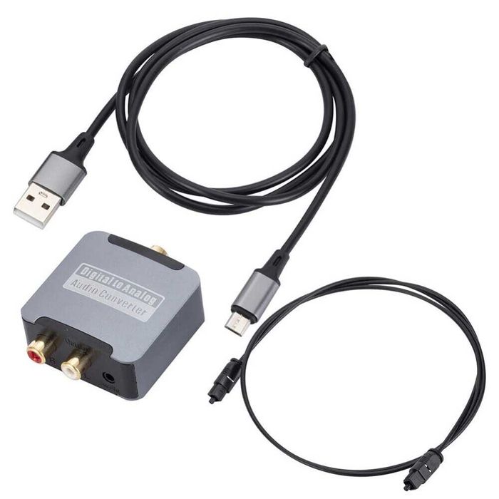 DAC Digital Optical to Analog RCA Audio Converter Adapter