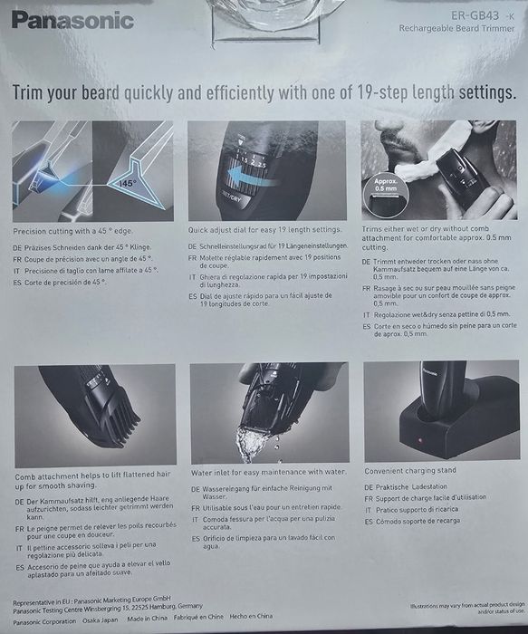 Panasonic Beard Trimmer ER-GB43 aparat de tuns barba pentru bărbați