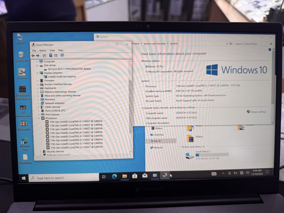 Ноутбук Toshiba daynabook Intel Core i5-11 SSD 256GB ОЗУ 8GB metal kor