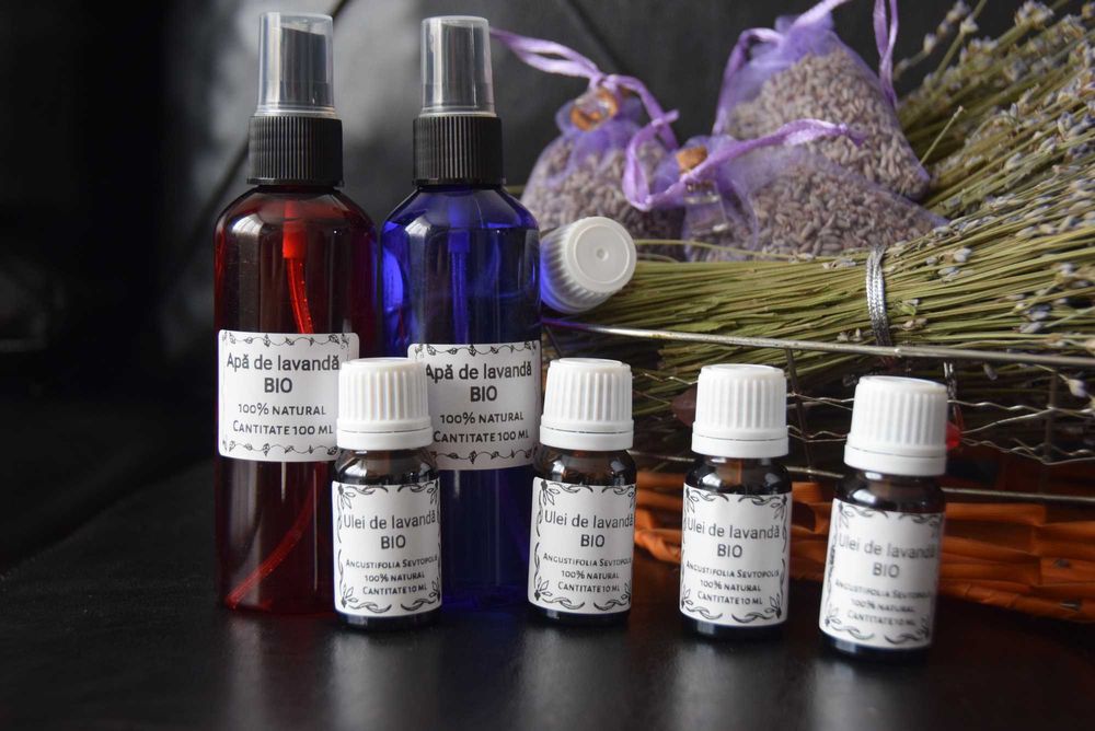 Ulei de lavandă BIO, apă, floare uscată, buchete și săculeți