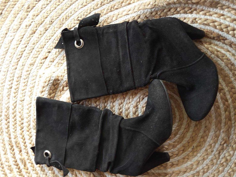 дамски ботуши от естествен черен велур