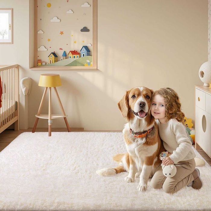 Килими Sour Lemon Area Rugs 140x200см, бял килим, противоплъзгащ