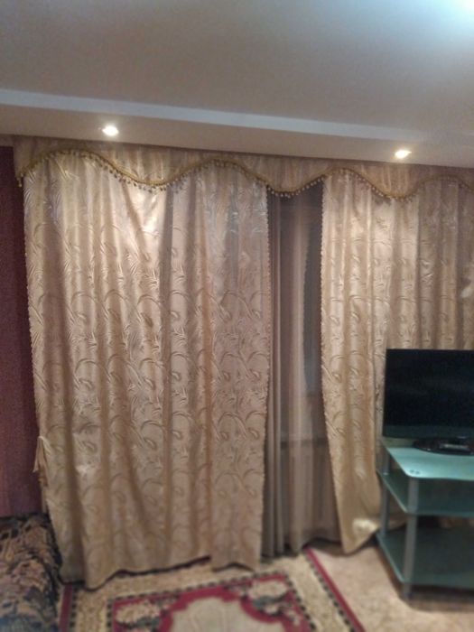 Портьера и тюль на большое окно