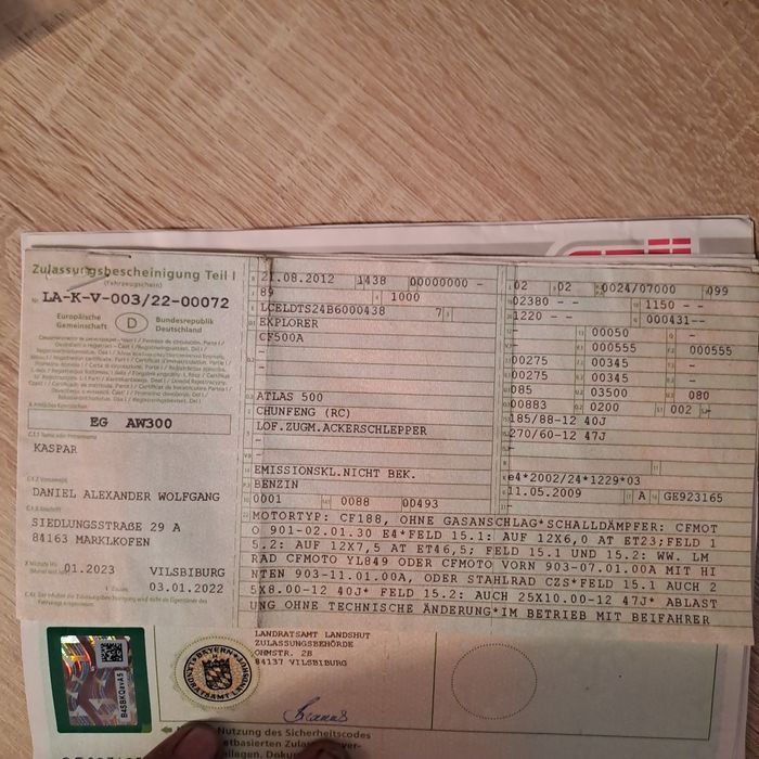 Vand atv cf moto 500