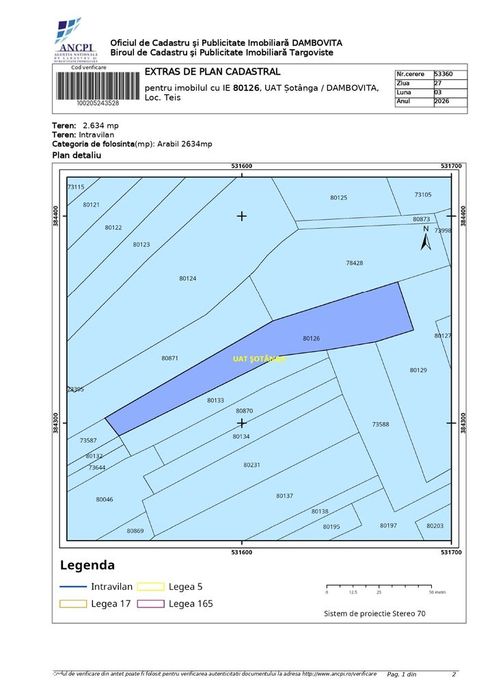 Teren intravilan arabil Teis