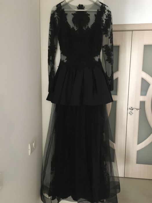 Rochie neagra lunga voal - LouLou