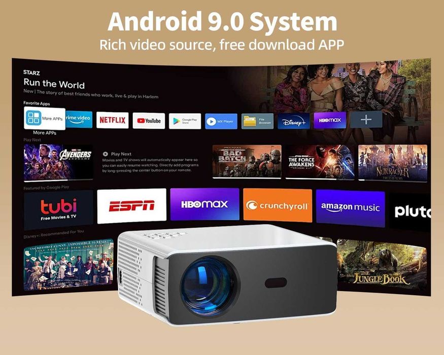 Proiector 4K TV WiFi Android 9 20000 Lumen Boxe HDMI USB Telecomanda