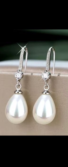 Сребърни перлени обици