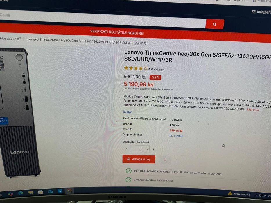 VAnd unitate lenovo neo 30s gen 4 noua i7 13620h