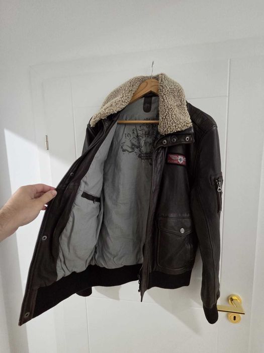 Geacă de piele Gipsy, model Aviator, Mărimea M