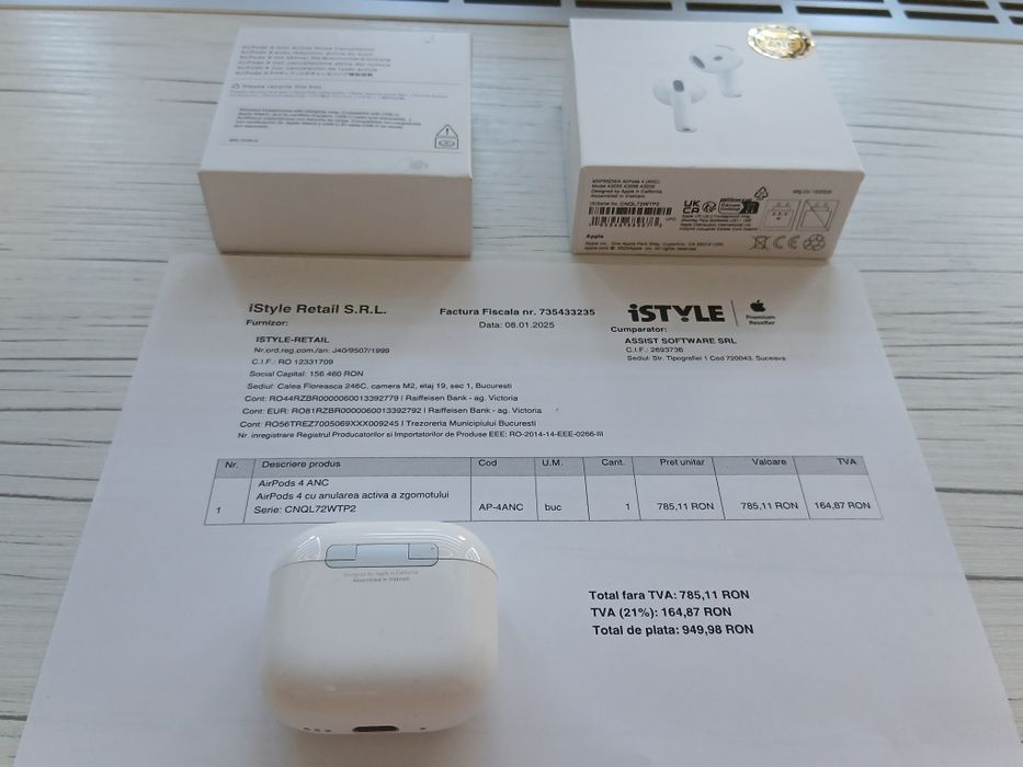 AirPods 4 ANC – folosite rar, stare excelentă