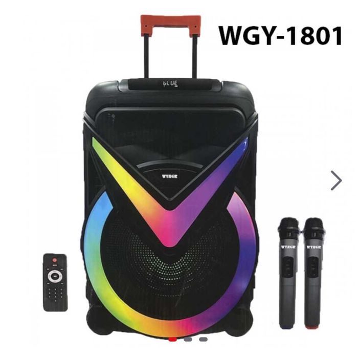 Мощна караоке тонколона 18 инчова 5000w WGY-1801 2 безж микрофона