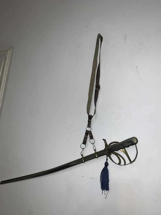 Panoplie sabie fier cu teaca si ham de piele