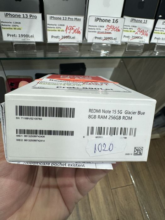 Xiaomi Redmi Note 15 5G 256gb/8gb ram nou sigilat garantie 2 ani