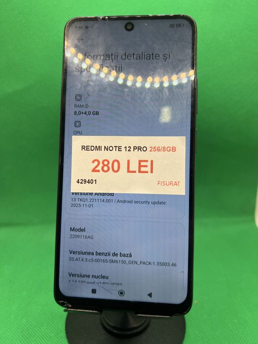 Redmi note 12 pro 256/8gb fisurat•Amanet Lazar Crangasi•42940