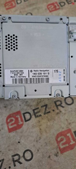 CD Player Mp3 cu navigatie cod: 1k0035191D pentru VW , Golf 5 Touran Jetta Eos , Passat B6 etc.