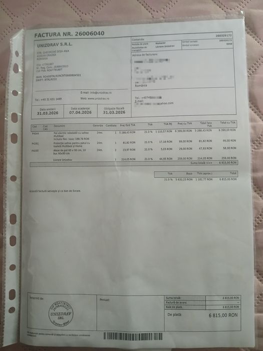 Se vinde pat medical electric rabatabil cu telecomandă +saltea antiescare.Stare:  FOARTE BUNĂ