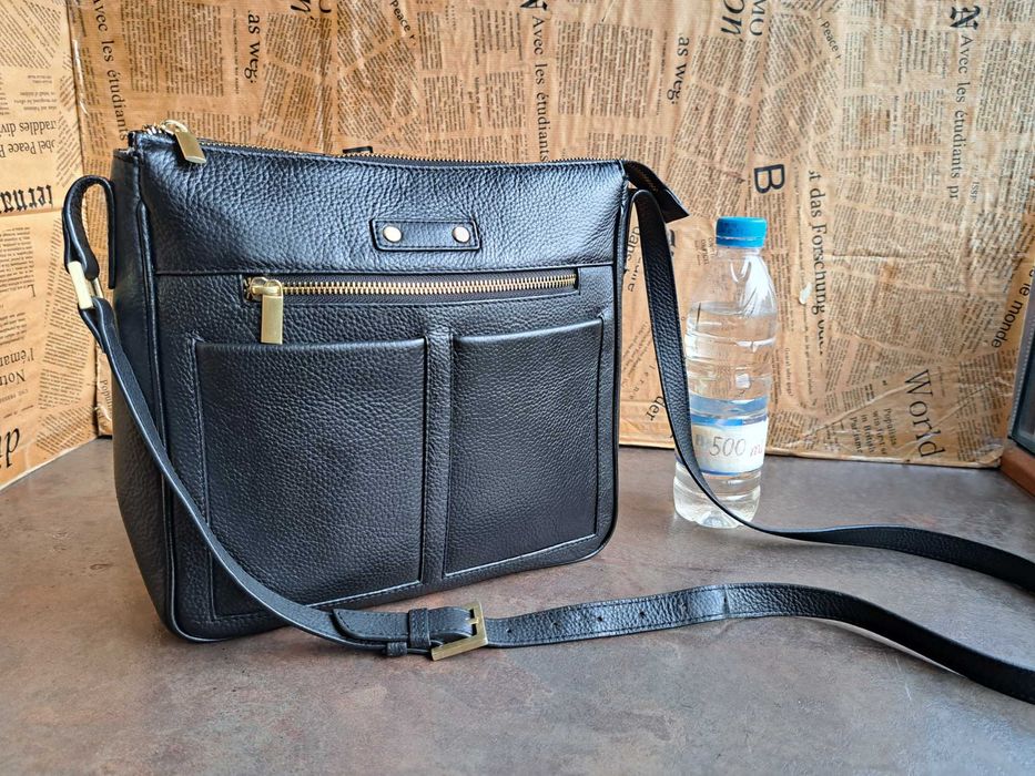 дамска чанта,черна кожена торба-естествена кожа,нова,малка