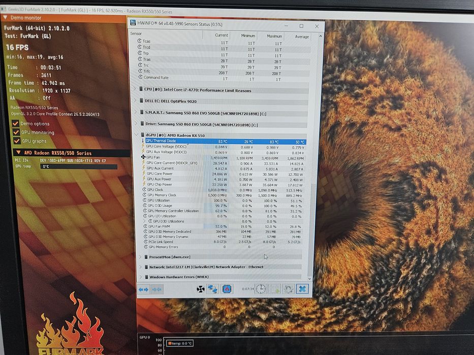 Dell Optiplex 9020 16GB RAM, AMD RX 550, 500GB Samsung SSD