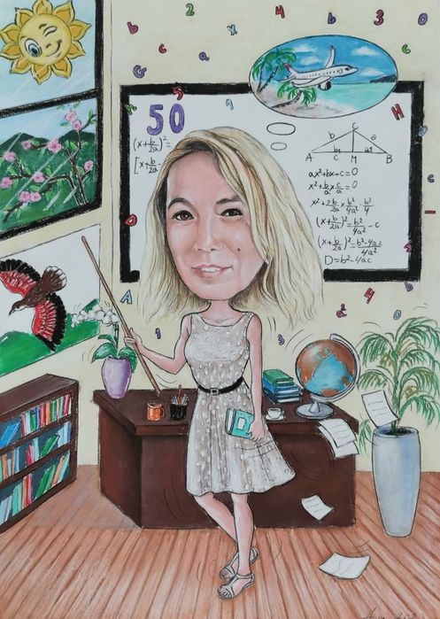 Ръчно рисувам карикатури със сух пастел по поръчка