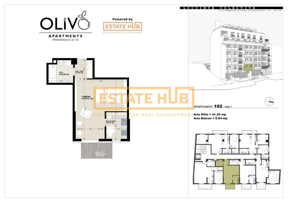 Apartament cu 1 camera la 3 minute de FSEGA-0% comision