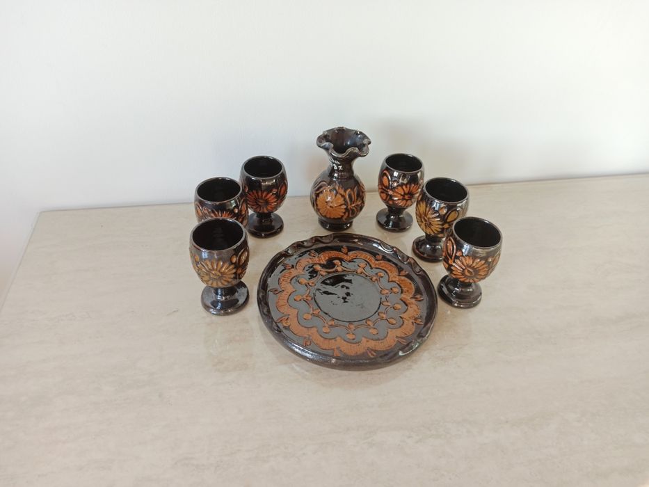 Set decoratiune pahare din lut 1987