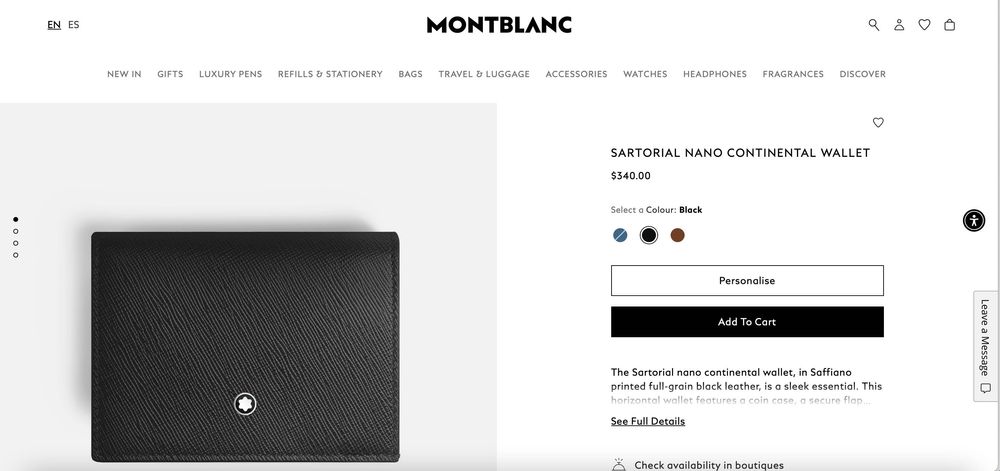 Montblanc Sartorial continental wallet nano Black