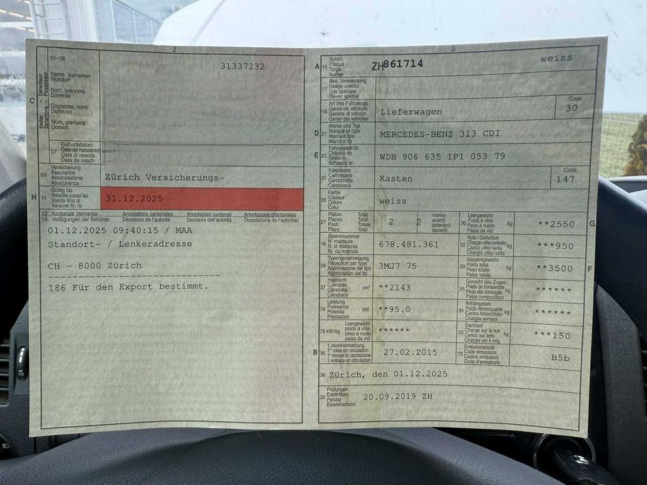 Mercedes Sprinter Lung 313 CDI 2015 *Cutie Automata*  *Import Elvetia*