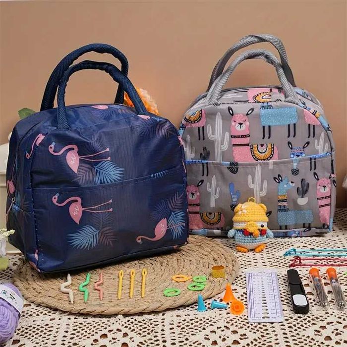 Комплект за плетене на една кука за начинаещи с чанта 75 части 3 цвята