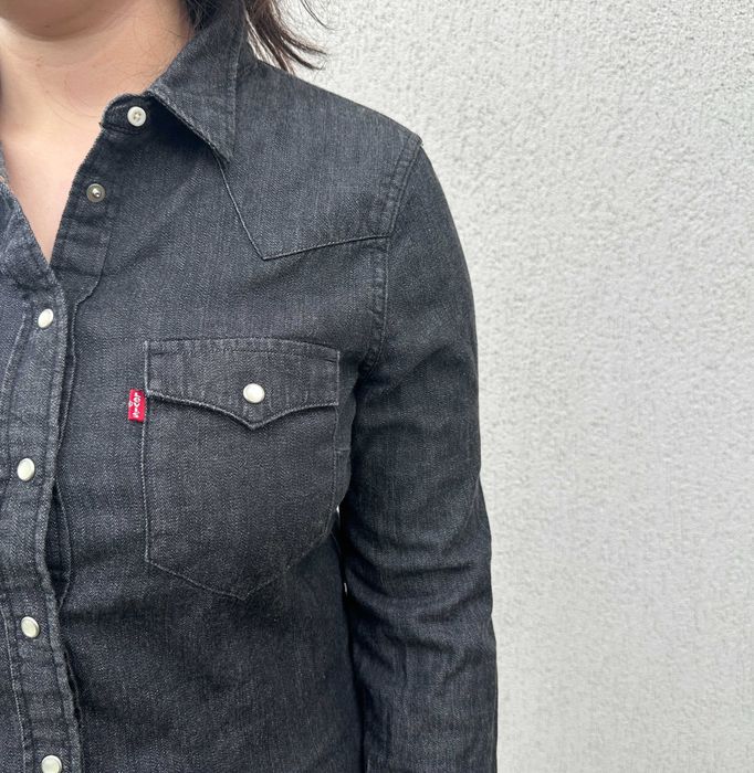 Cămașă blugi Levi’s Tailored Fit damă mărimea M gri închis denim western