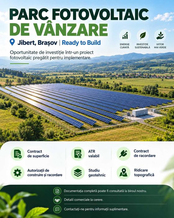 DE VÂNZARE – Parc Fotovoltaic Jibert, jud. Brasov | Ready to build