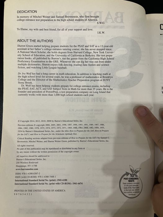 Книга Barron’s SAT 27th edition