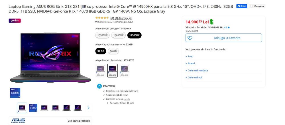 Laptop Gaming ASUS ROG Strix G18