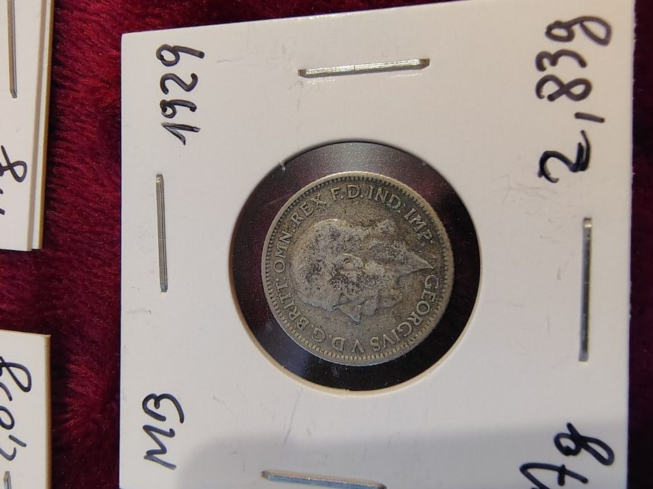 Lot 5 monede Argint Marea Britanie /6 Pence--1920--26