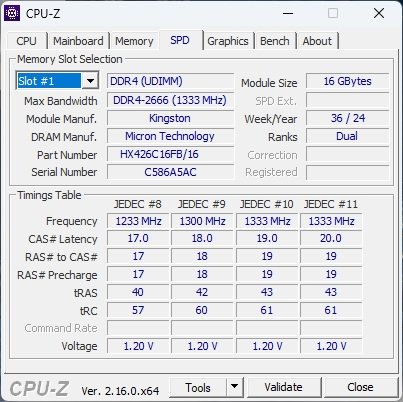 DDR4 64GB 2667MHz 2x16GB