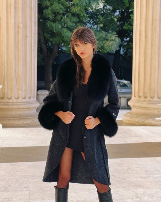 OFERTE  de sezon .Palton alpaca cu blana naturala.Toate culorile ș