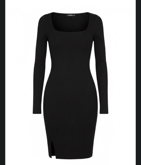 Черное трикотажное платье мини