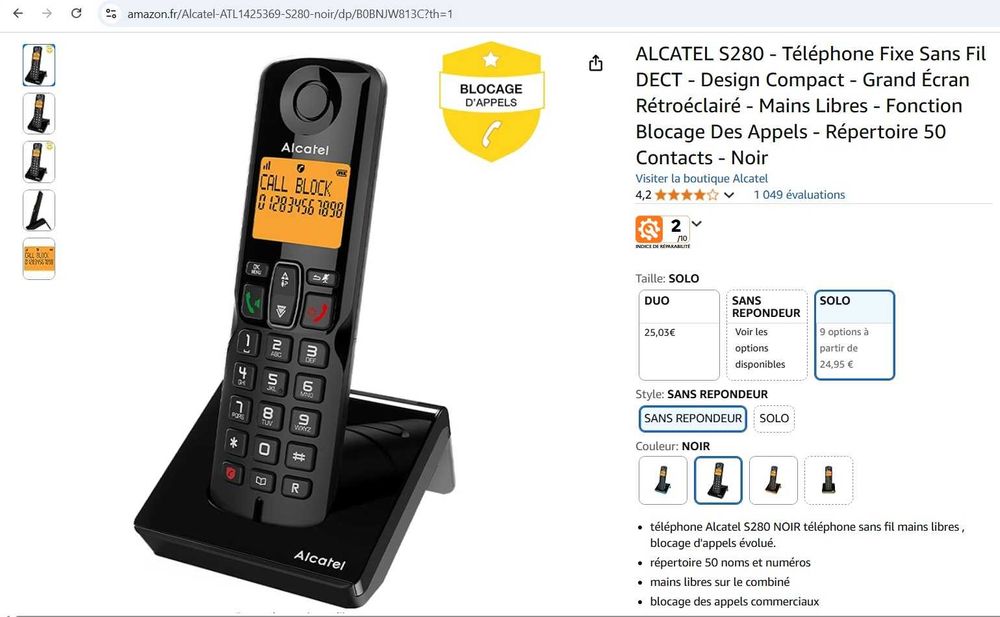 Telefon fix fără fir ALCATEL S280 - DECT - Design compact
