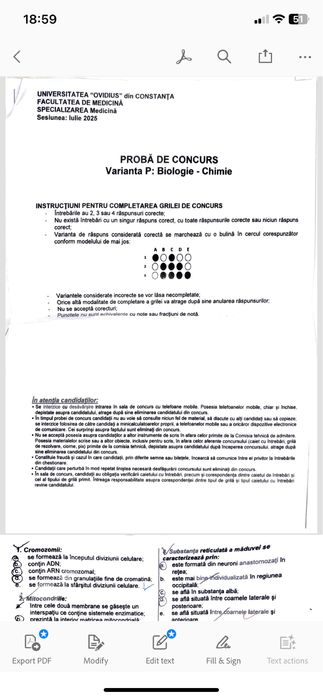 Subiecte admitere medicina Constanta - 2025