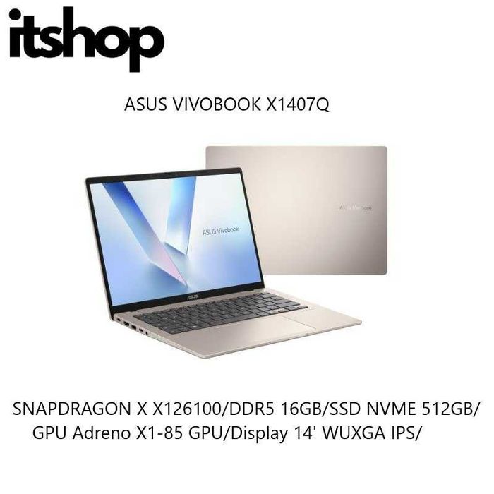Asus vivobook X1407Q  Snapdragon X X126100/16/512/GPU Qualcomm Adreno
