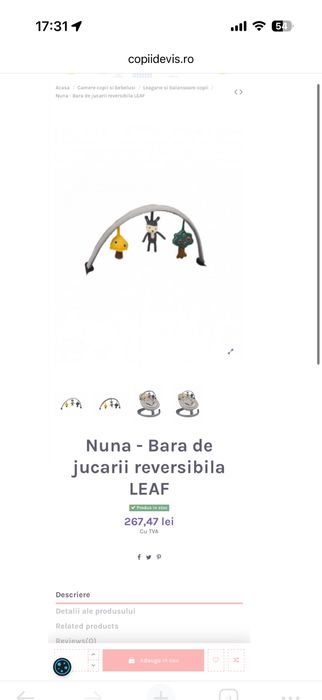 Balansoar Nuna Leaf + Bara de Jucarii