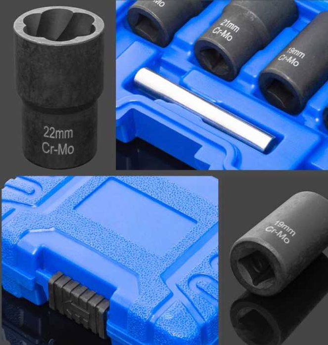 Комплект вложки екстрактор за развалени гайки и болтове 1/2 17-22 мм.